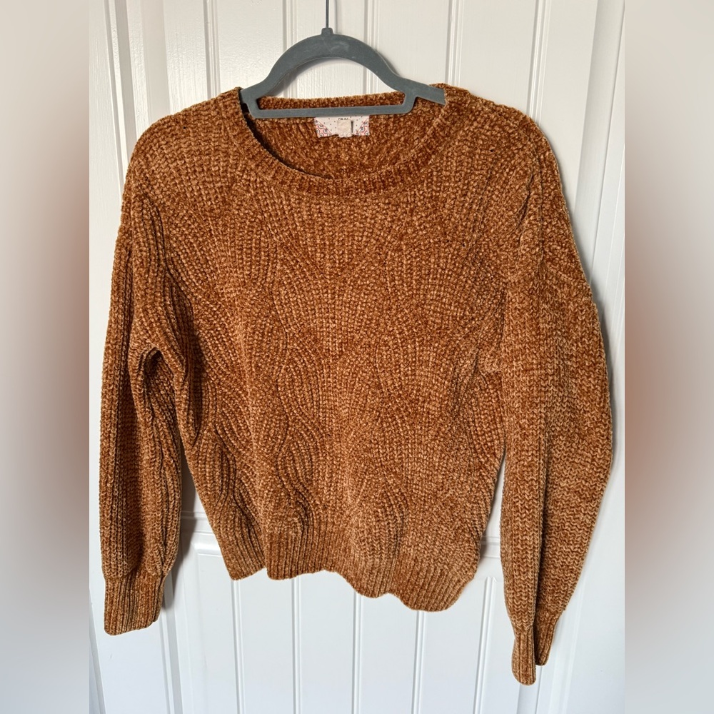 Pink Rose Warm Tan Cable Knit Sweater